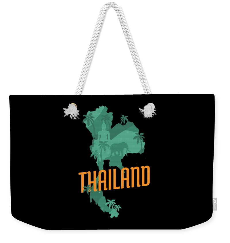 Country Weekender Tote Bag featuring the digital art Travel Travelers Elephant Country Tourist Traveling Gift Thailand Map by Thomas Larch