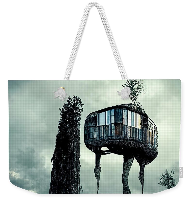 Tree House Weekender Tote Bag featuring the digital art Tree House 02 Dark Mood by Matthias Hauser