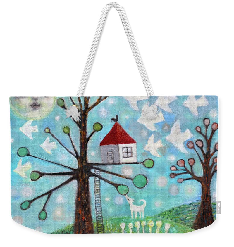Treehouse Weekender Tote Bag featuring the painting Tree house by Manami Lingerfelt