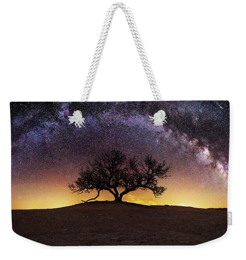 Lone Tree Under Starry Milky Way Weekender Tote Bag Lone Tree Under Starry Milky Way Weekender Tote Bag