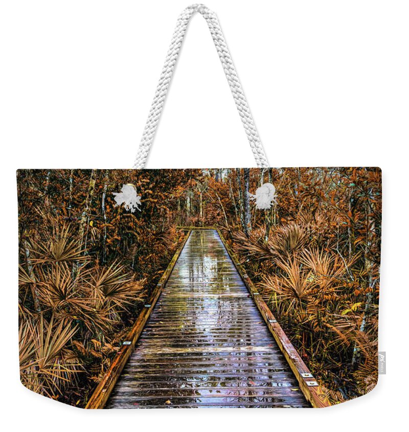 Clouds Weekender Tote Bag featuring the photograph Trees in the Autumn Rain by Debra and Dave Vanderlaan