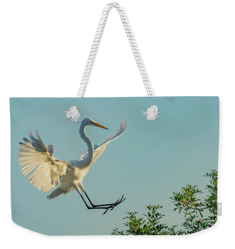 Birds Weekender Tote Bag featuring the photograph Treetop Landing by RD Allen