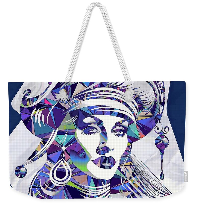 Abstract Weekender Tote Bag featuring the digital art Triangles Portrait - 02946 by Philip Preston