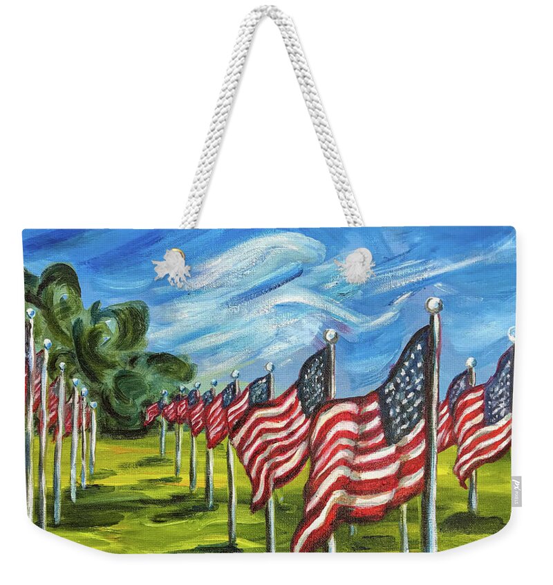 Original Art Weekender Tote Bag featuring the painting Tribute to the Fallen by Sherrell Rodgers