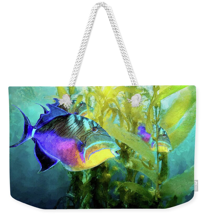 Fish Weekender Tote Bag featuring the digital art Trigger Fish by Russ Harris