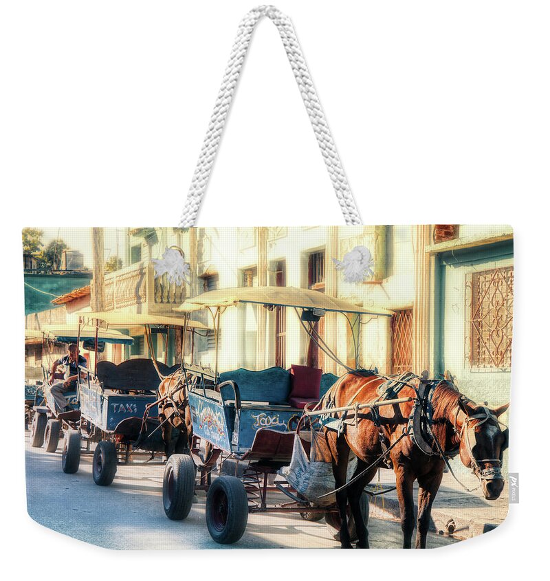 Cuba Weekender Tote Bag featuring the photograph Trinidad Taxi by Micah Offman