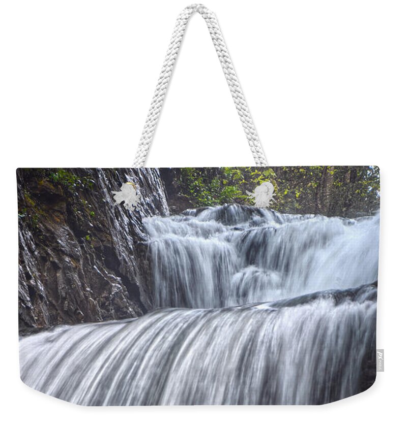 Triple Falls Weekender Tote Bag featuring the photograph Triple Falls On Bruce Creek 10 by Phil Perkins