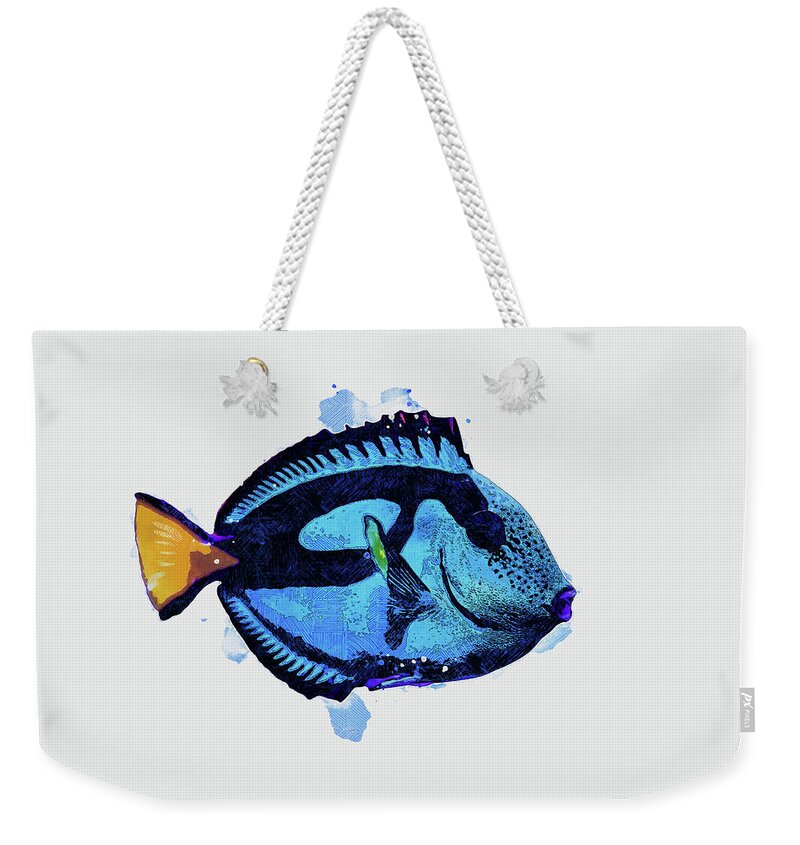 John Dory Fish Weekender Tote Bag featuring the photograph Tropical Blue Dory fish by Pamela Williams