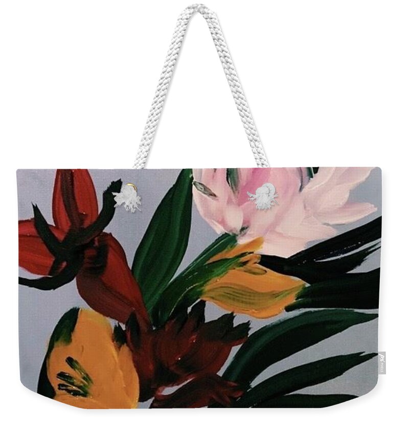  Weekender Tote Bag featuring the painting Tropical Bouquet by Meredith Palmer