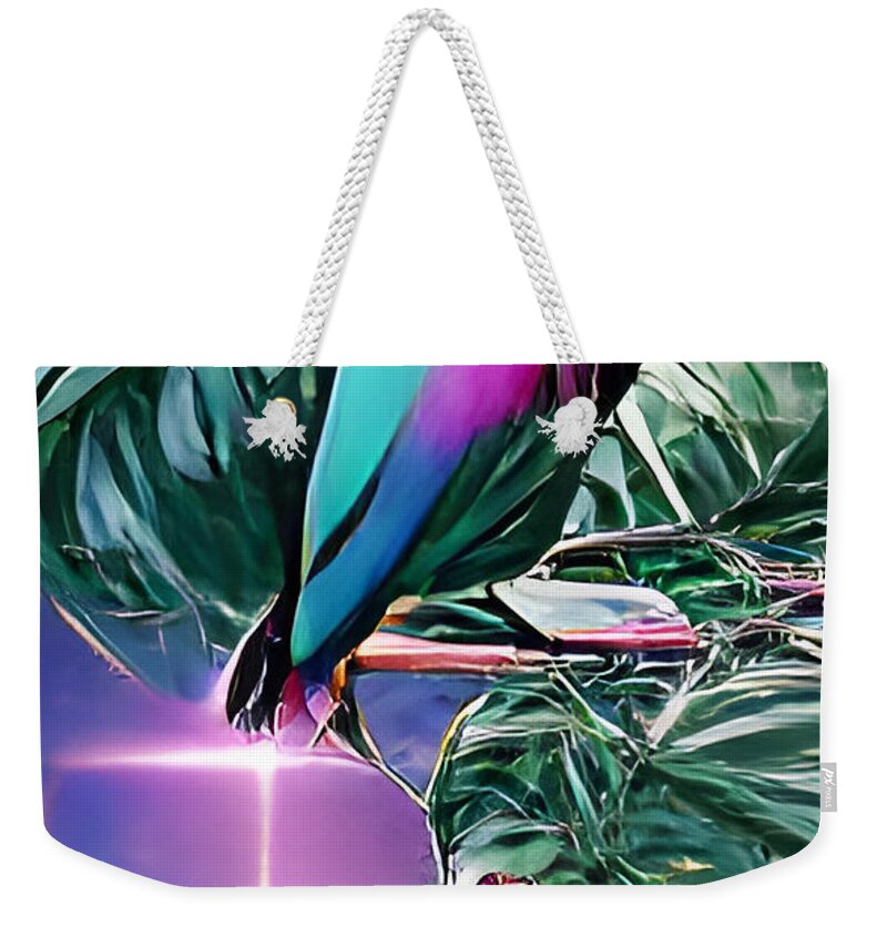 Colorful Weekender Tote Bag featuring the digital art Tropical Paradise by Lisa Pearlman