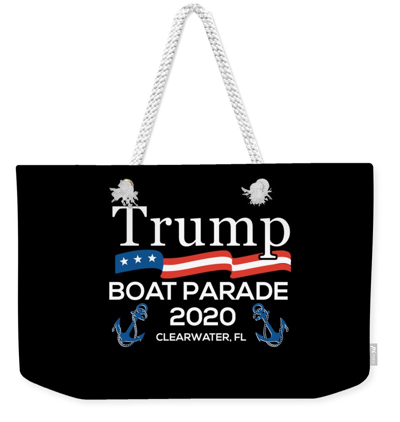 Cool Weekender Tote Bag featuring the digital art Trump Boat Parade Clearwater FL 2020 by Flippin Sweet Gear