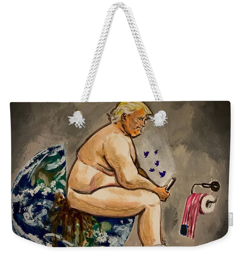 Idiot Weekender Tote Bag featuring the painting Trump Dump by Joel Tesch