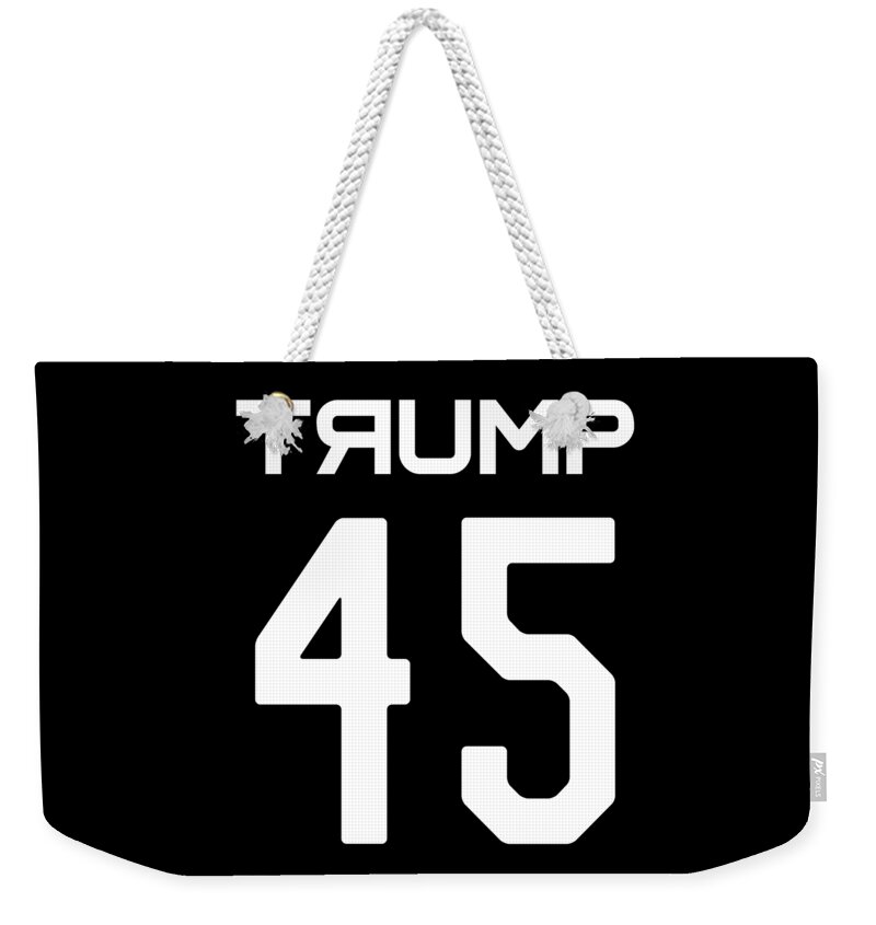Cool Weekender Tote Bag featuring the digital art Trump Soviet Jersey 45 by Flippin Sweet Gear