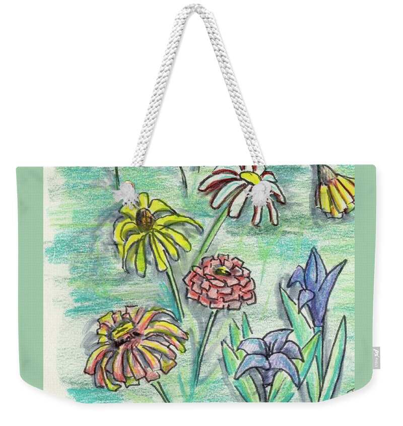 Flowers Weekender Tote Bag featuring the painting Trying to Keep Up in Flowers by Tammy Nara