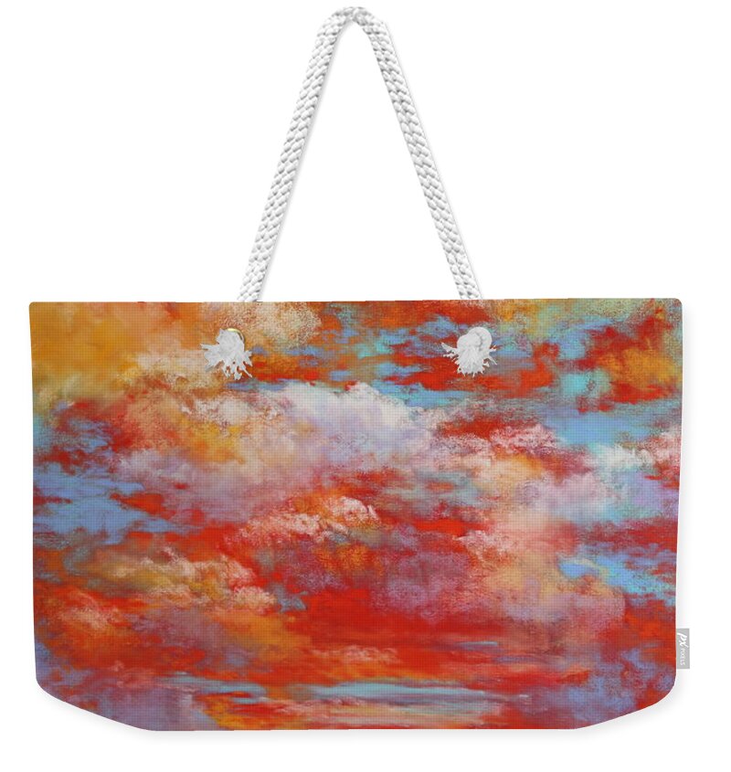 Southwest Weekender Tote Bag featuring the pastel Tucson Sunset 2 by M Diane Bonaparte