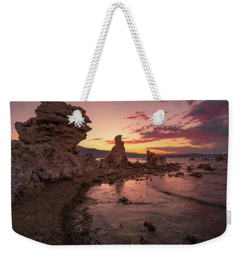 Lee Vining Weekender Tote Bag featuring the photograph Tufa Sunset by Laura Macky