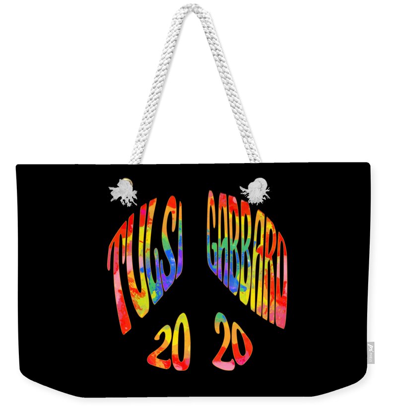 Cool Weekender Tote Bag featuring the digital art Tulsi Gabbard 2020 Peace Sign by Flippin Sweet Gear