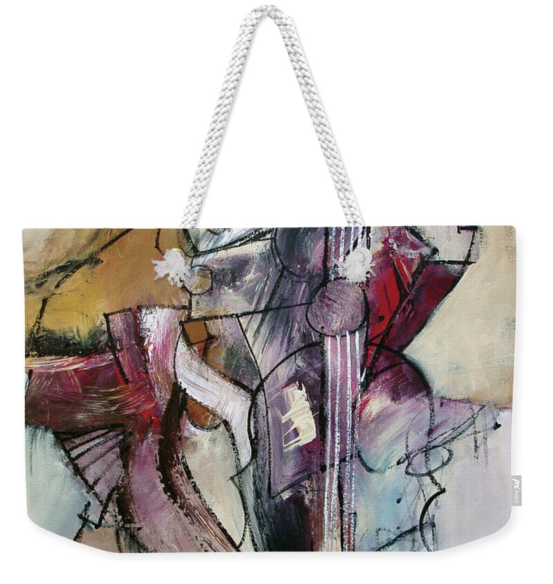 Figurative Weekender Tote Bag featuring the painting Tuning the Vibe by Jim Stallings