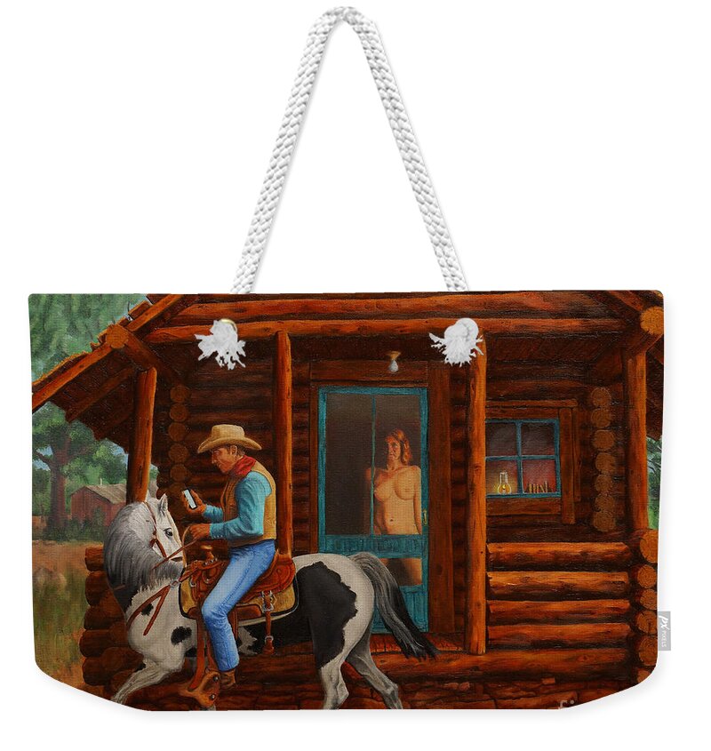 Humor Weekender Tote Bag featuring the painting Tunnel Vision by Ken Kvamme