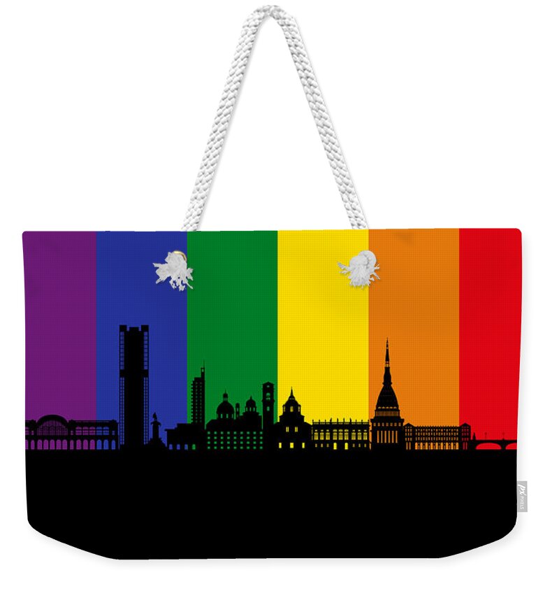 Turin Weekender Tote Bag featuring the digital art Turin Italy Skyline #24 by Michael Tompsett