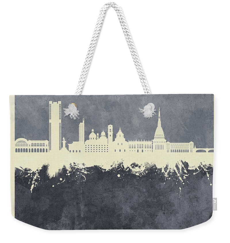 Turin Weekender Tote Bag featuring the digital art Turin Italy Skyline #35 by Michael Tompsett