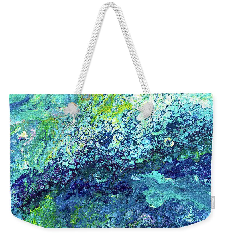 Turquoise Weekender Tote Bag featuring the painting Turquoise Flow by Maria Meester