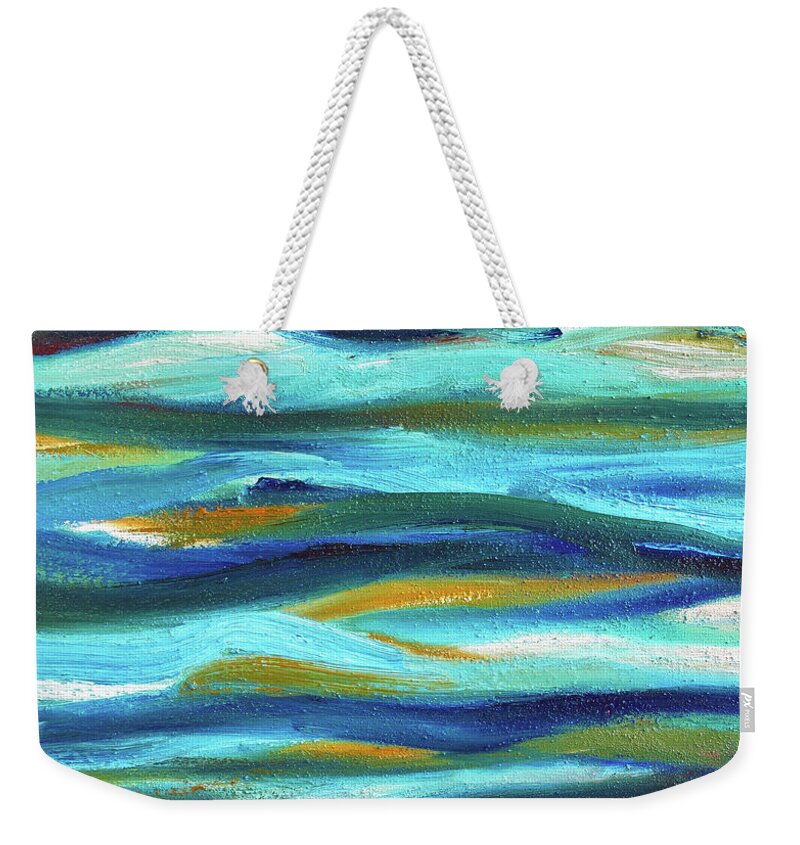 Abstract Weekender Tote Bag featuring the painting Turquoise Sea by Maria Meester