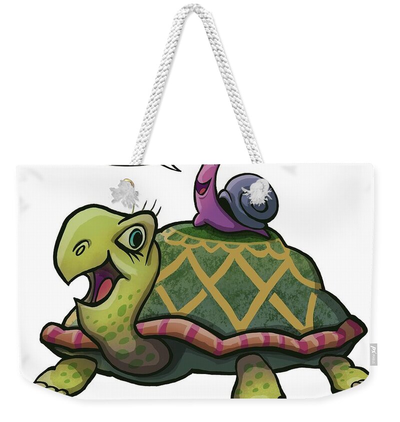 Turtle Snail Weekender Tote Bag featuring the digital art Turtle and Snail by Don Morgan