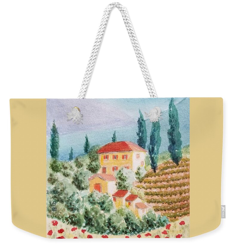Vera Smith Weekender Tote Bag featuring the painting Tuscan Hills by Vera Smith