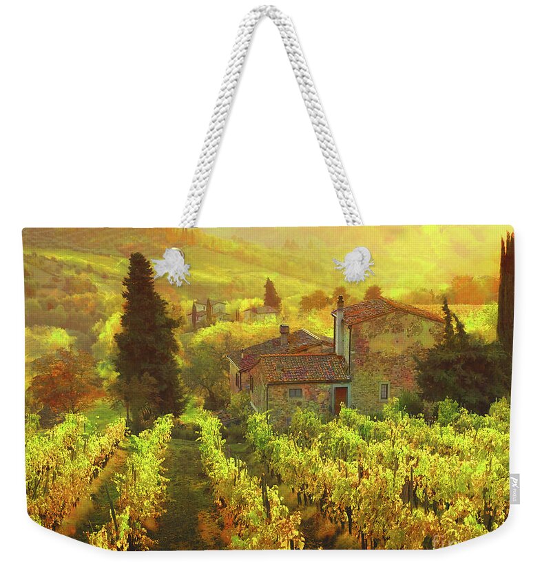 Painting Weekender Tote Bag featuring the digital art Tuscany Landscape 2 by Lutz Roland Lehn