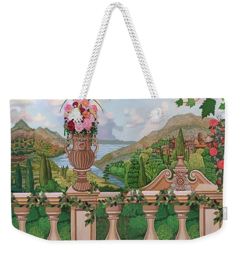  Weekender Tote Bag featuring the painting Tuscany River Shower Curtain Version by Bonnie Siracusa