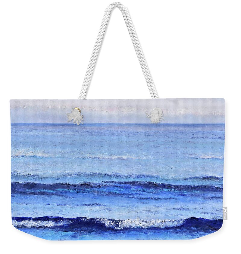 Ocean Weekender Tote Bag featuring the painting Twilight Blue Ocean painting by Jan Matson