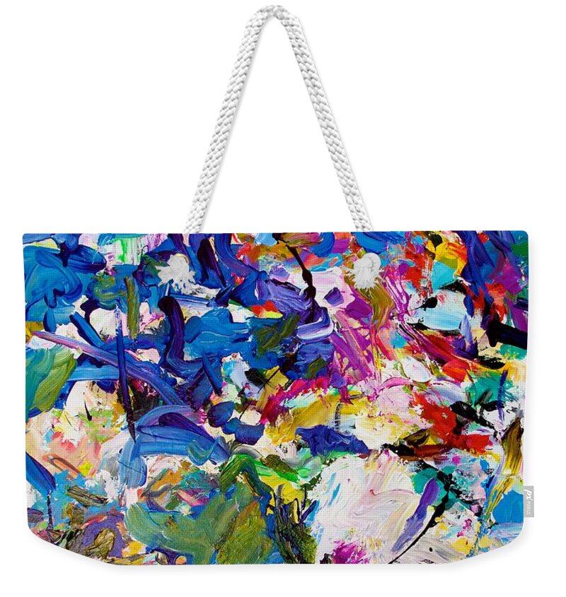 Modern Weekender Tote Bag featuring the painting Twilight Explosion by Allan P Friedlander