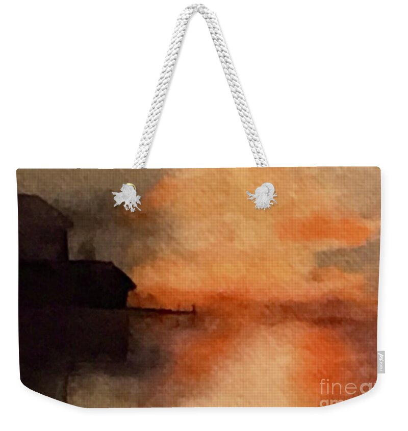 Water Seascape Watercolor Sunset Weekender Tote Bag featuring the digital art Twilight by Gail Kirtz