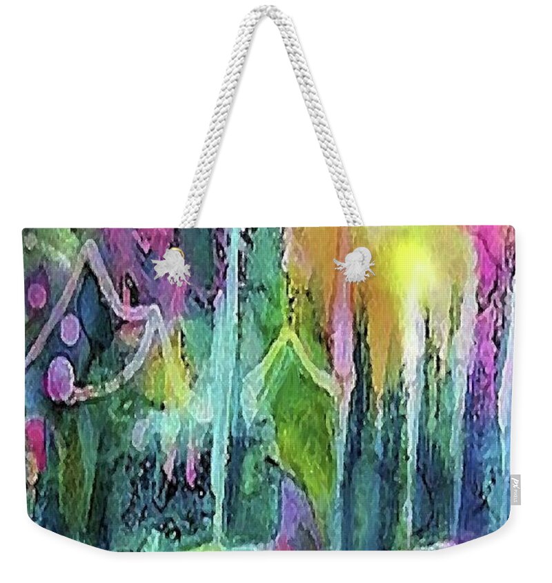 Abstract Expressionism Weekender Tote Bag featuring the painting Twilight into Dawn by Jean Batzell Fitzgerald