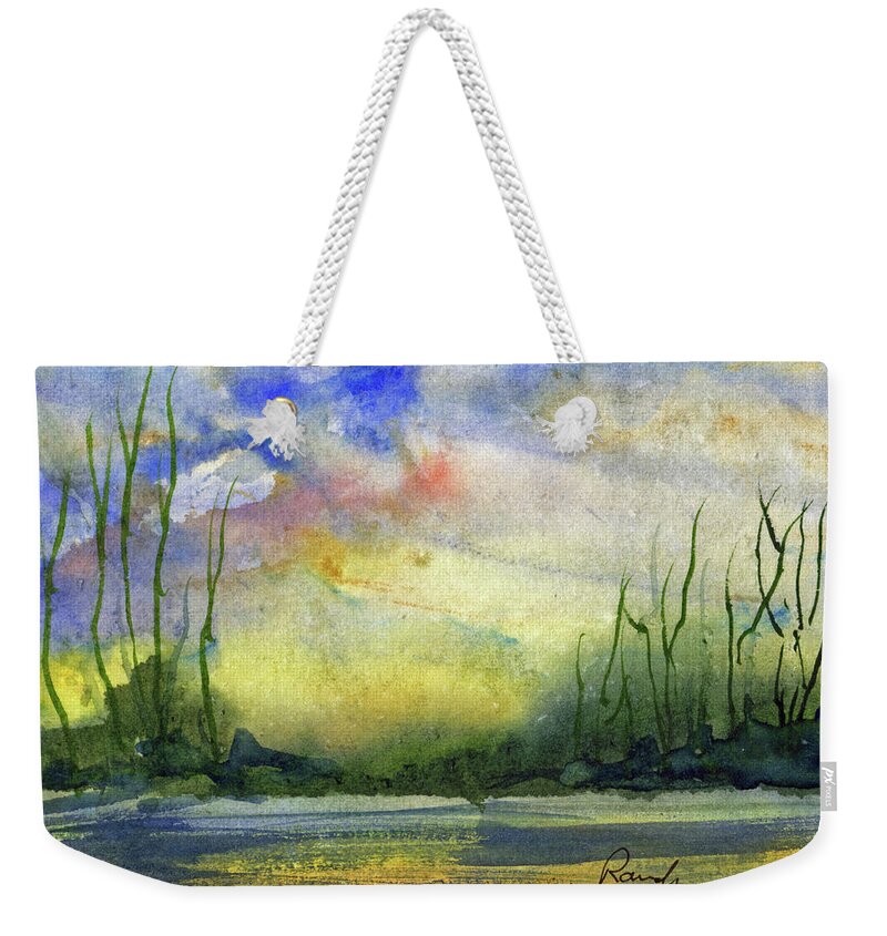 Sea Weekender Tote Bag featuring the painting Twilight Long Island Bahamas by Randy Sprout