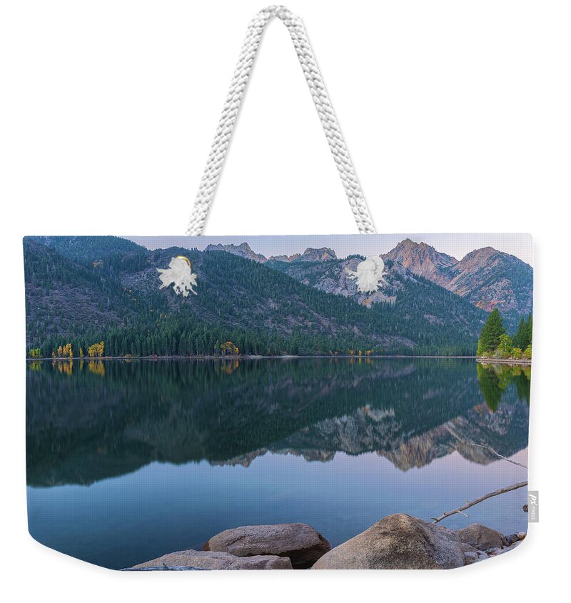 Eastern Sierra Nevada Mountains Weekender Tote Bag featuring the photograph Twin Lake Reflection by Jonathan Nguyen