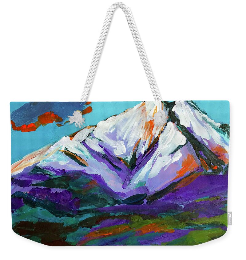 Twin Peaks Mountain In Longmont Colorado Weekender Tote Bag featuring the digital art Twin Peaks Mountains in Longmont Colorado 2 by Patricia Awapara