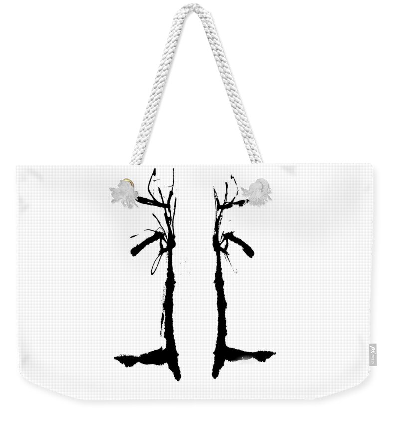 Abstract Weekender Tote Bag featuring the painting Twin Trees by Stephenie Zagorski