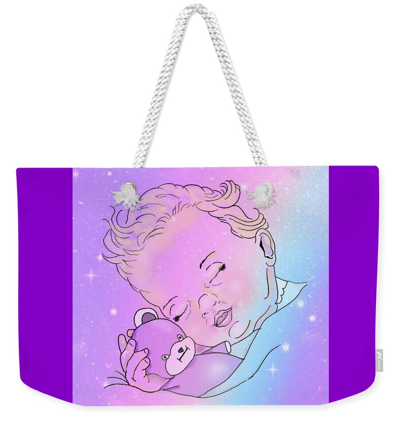 Baby Weekender Tote Bag featuring the digital art Twinkle, Twinkle Little Dreams by Kelly Mills