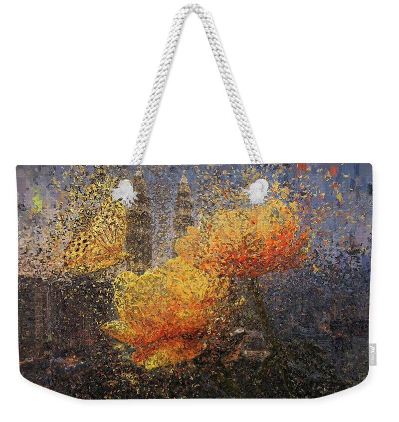 Kuala Lumpur Weekender Tote Bag featuring the painting Twins by Alex Mir