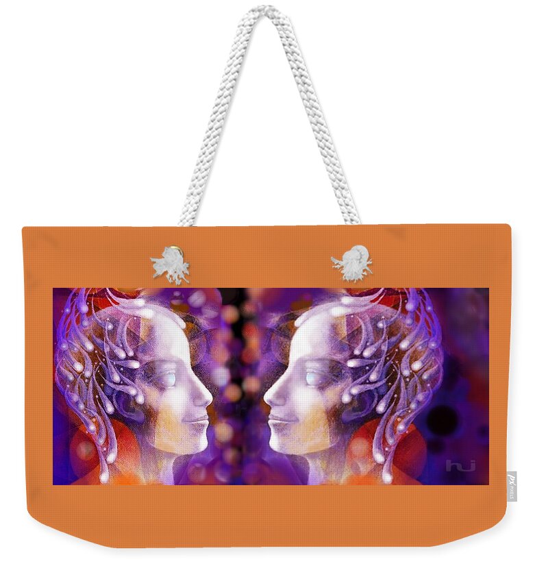Twin Weekender Tote Bag featuring the mixed media Twins Mystery by Hartmut Jager