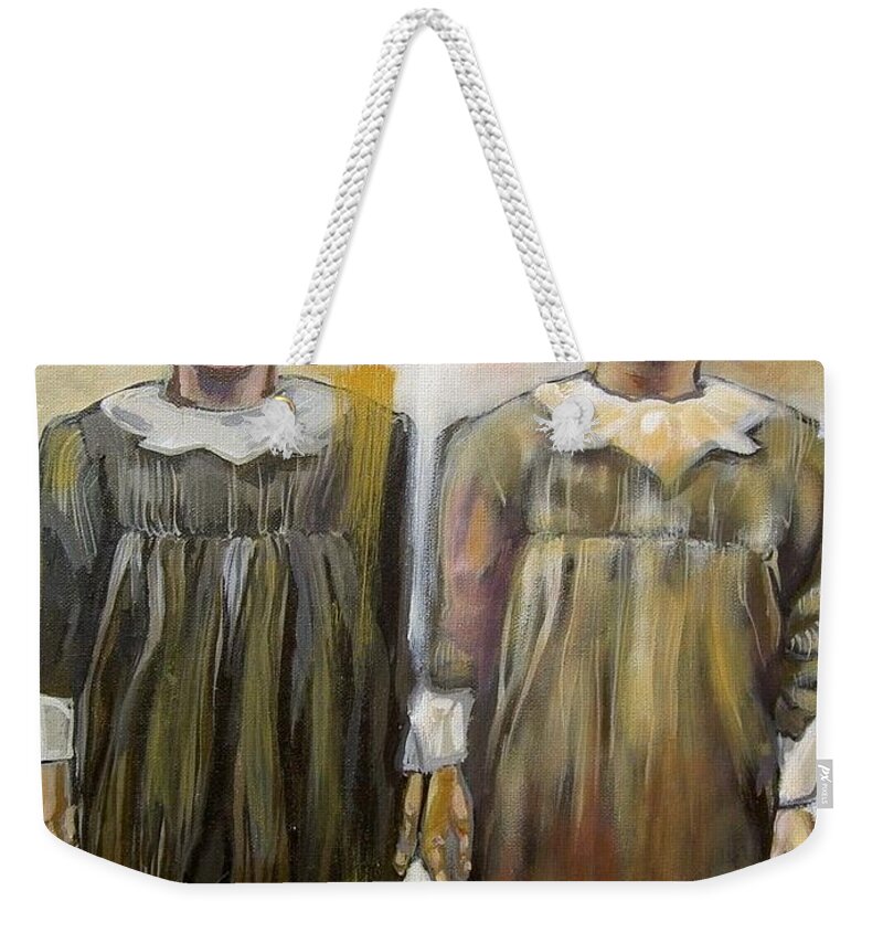  Weekender Tote Bag featuring the painting Twins by Try Cheatham