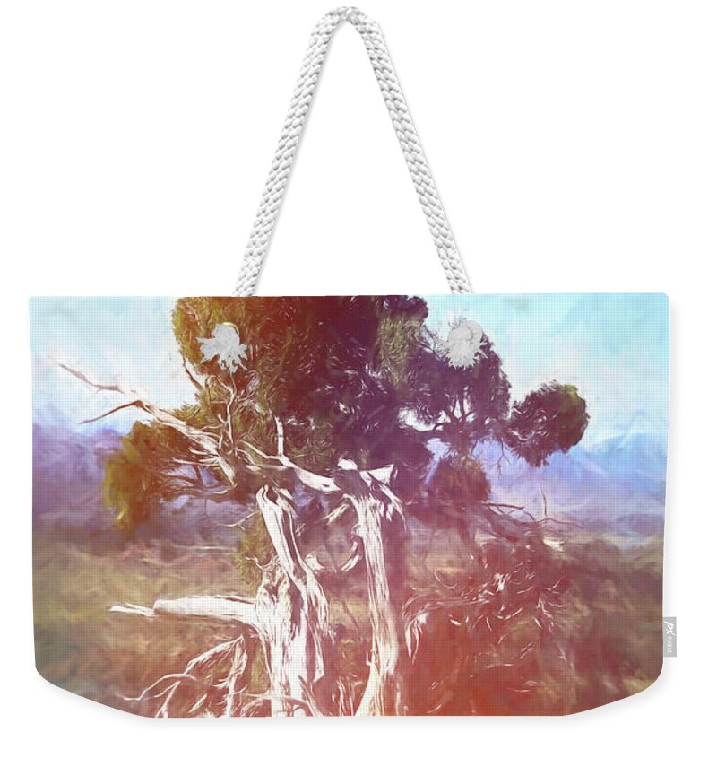 Twisted Juniper Weekender Tote Bag featuring the digital art Twisted Juniper Painted by Cathy Anderson