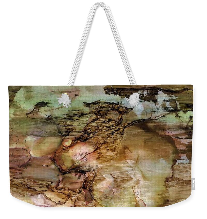 Abstract Weekender Tote Bag featuring the painting Twister by Angela Marinari
