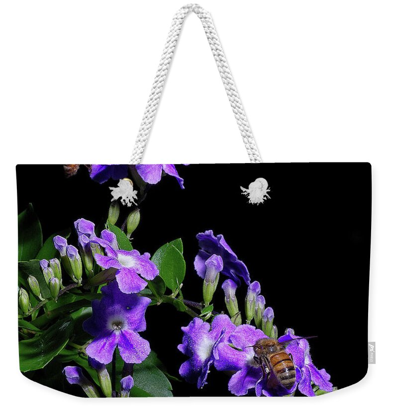 Bees Weekender Tote Bag featuring the photograph Two Honeybees by Richard Rizzo
