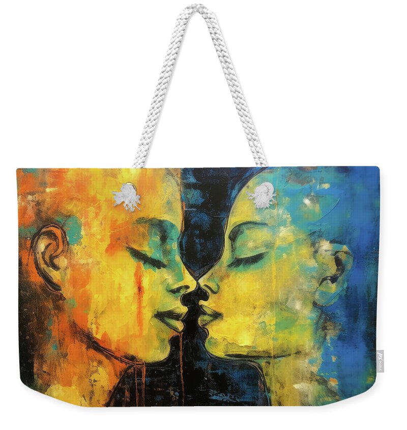 Lovers Weekender Tote Bag featuring the digital art Two Lovers 22 Colorful Women by Matthias Hauser