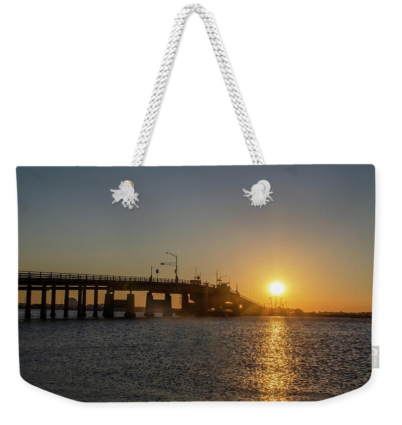 Two Weekender Tote Bag featuring the photograph Two Mile Landing Toll Bridge at Sunrise by Bill Cannon