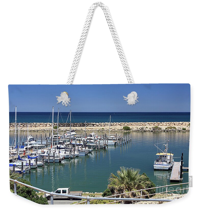 Boats Weekender Tote Bag featuring the photograph Two Rocks Marina, Western Australia by Elaine Teague