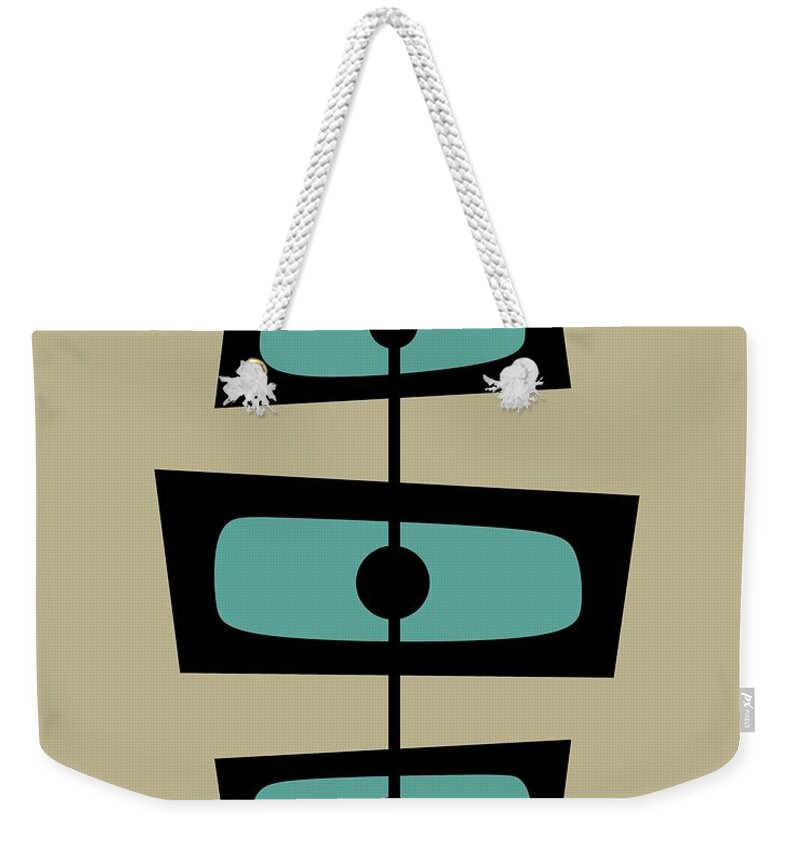 Mid Century Modern Weekender Tote Bag featuring the digital art Two Toned Mid Century Rectangles in Teal by Donna Mibus